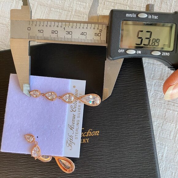 Rose Gold Cubic Zirconia Earrings & Faux Pearl Necklace - Picture 3 of 5